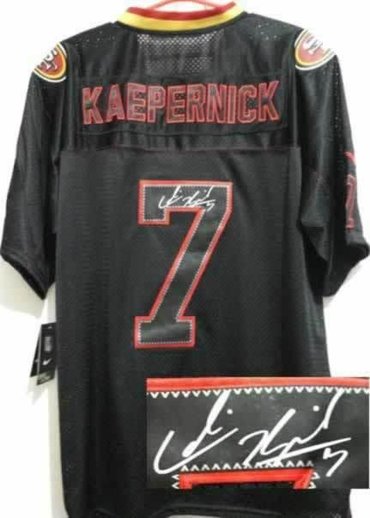 NEW Signed Elite San Francisco 49ers 7 Colin Kaepernick Lights out Black