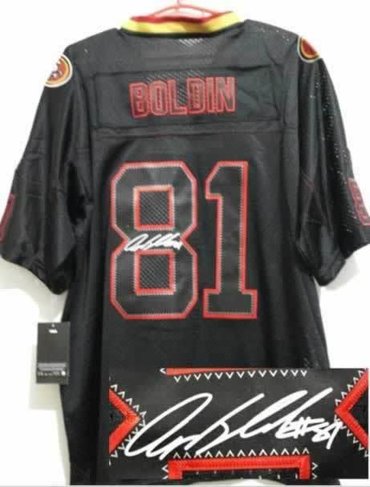 NEW Signed Elite San Francisco 49ers 81 Anquan Boldin Lights out Black