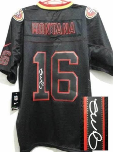 NEW Signed Elite San Francisco 49ers 16 Joe Montana Lights out Black