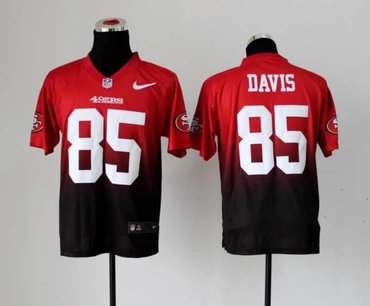 NEW San Francisco 49ers 85 Vernon Davis Red Black Drift Fashion II Elite NFL Jerseys