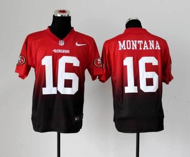 NEW San Francisco 49ers 16 Joe Montana Red Black Drift Fashion II Elite NFL Jerseys