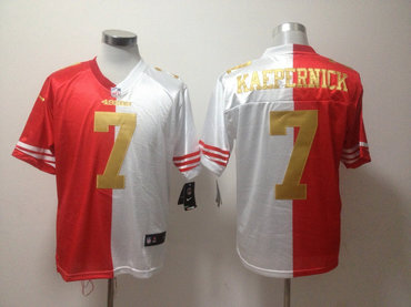 NEW NFL San Francisco 49ers 7 Colin Kaepernick red-white gloden letter and number jerseys(Elite split)