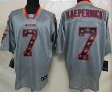 NEW NFL San Francisco 49ers 7 Colin Kaepernick Lights Out Grey Jerseys(Elite)