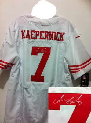 NEW NFL San Francisco 49ers 7 Colin Kaepernick White Signed Jerseys-Elite