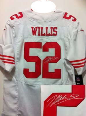 NEW NFL San Francisco 49ers 52 Patrick Willis White Signed Jerseys-Elite