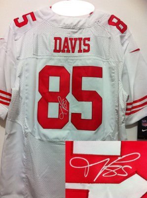 NEW NFL San Francisco 49ers 85 Vernon Davis White Signed Jerseys-Elite