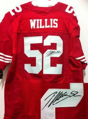 NEW NFL San Francisco 49ers 52 Patrick Willis Red Signed Jerseys-Elite