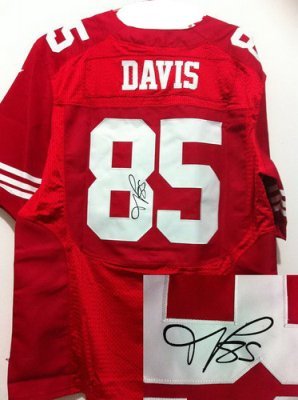 NEW NFL San Francisco 49ers 85 Vernon Davis Red Signed Jerseys-Elite