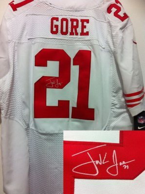 NEW NFL San Francisco 49ers 21 Frank Gore White Signed Jerseys-Elite