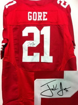 NEW NFL San Francisco 49ers 21 Frank Gore Red Signed Jerseys-Elite