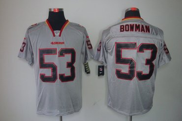 NEW NFL San Francisco 49ers 53# Navorro Bowman Lights Out Grey Jerseys(Elite)