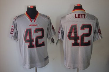 NEW NFL San Francisco 49ers 42 Ronnie Lott Lights Out Grey Jerseys(Elite)