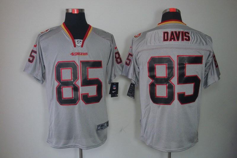 NEW NFL San Francisco 49ers 85 Vernon Davis Lights Out Grey Jerseys(Elite)