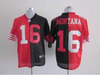 NEW NFL San Francisco 49ers #16 joe Montana red-black jerseys(Elite split)