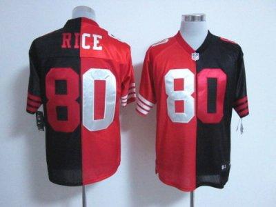 NEW San Francisco 49ers 80 Jerry Rice Black-Red Split Elite NFL Jerseys