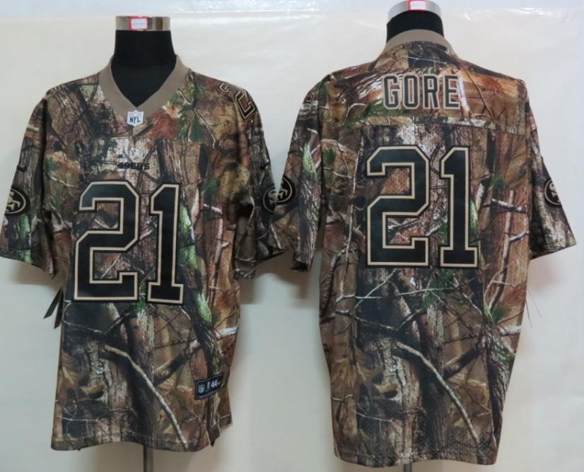 NEW San Francisco 49ers 21 Frank Gore Camo Realtree NFL Jerseys(Elite)