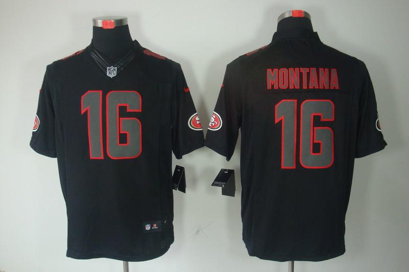 2012 NEW NFL San Francisco 49ers 16 Joe Montana Black Jerseys (Impact Limited)