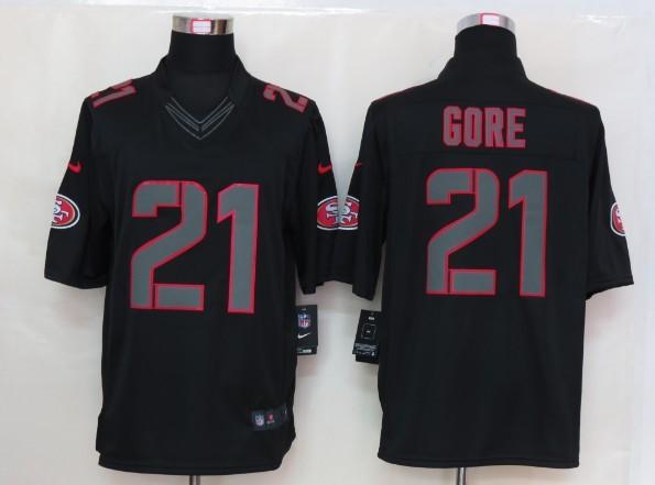 2012 NEW NFL San Francisco 49ers 21 Frank Gore Black Jerseys (Impact Limited)