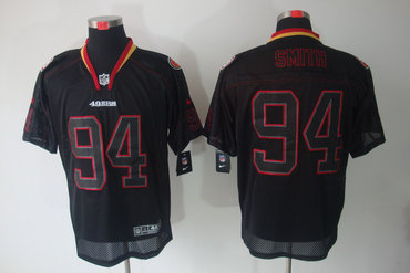 2012 NEW NFL San Francisco 49ers 94 Justin Smith Lights Out Black Elite Jerseys