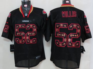 2012 NEW NFL San Francisco 49ers 52 Patrick Willis Lights Out Black Elite Jerseys