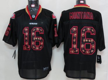 2012 NEW NFL San Francisco 49ers 16 Joe Montana Lights Out Black Elite Jerseys