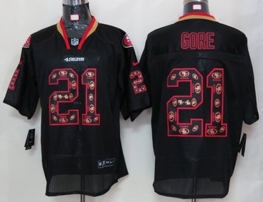 2012 NEW NFL San Francisco 49ers 21 Frank Gore Lights Out Black Elite Jerseys