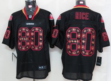 2012 NEW NFL San Francisco 49ers 80 Rice Lights Out Black Elite Jerseys