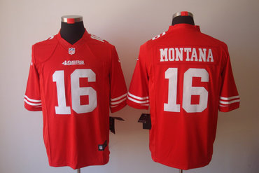 2012 NEW NFL San Francisco 49ers 16 Joe Montana Red jerseys (Limited)