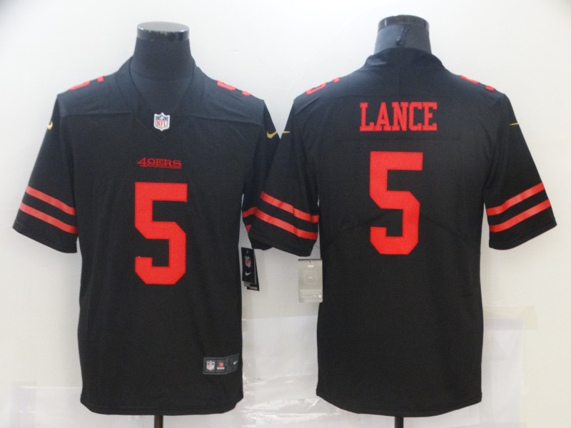 Men San Francisco 49ers #5 Trey Lance Jersey Black 2021 Limited Football