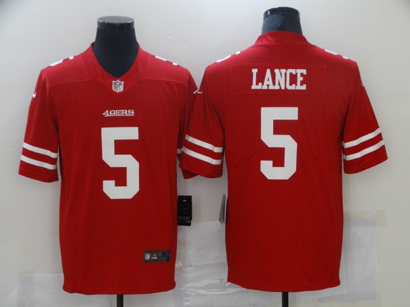 Men San Francisco 49ers #5 Trey Lance Jersey Scarlet 2021 Limited Football