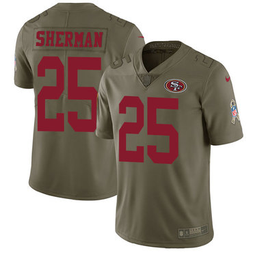 Men's San Francisco 49ers #25 Richard Sherman Salute to service Jersey