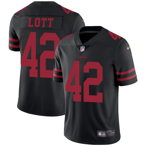 Nike 49ers #42 Ronnie Lott Black Alternate Men's Stitched NFL Vapor Untouchable Limited Jersey