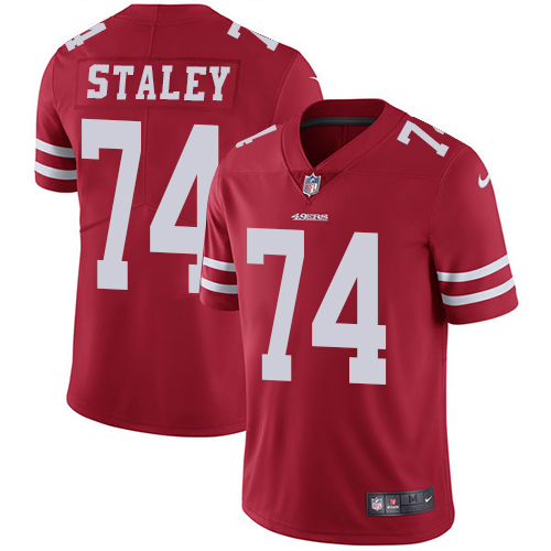 Nike 49ers #74 Joe Staley Red Team Color Men's Stitched NFL Vapor Untouchable Limited Jersey