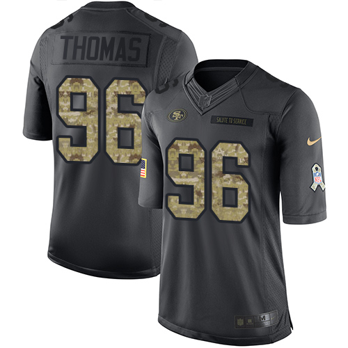 Nike 49ers #96 Solomon Thomas Black Men's Stitched NFL Limited 2016 Salute to Service Jersey