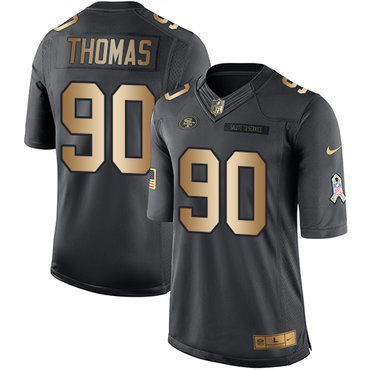 Nike 49ers #90 Solomon Thomas Black Men's Stitched NFL Limited Gold Salute To Service Jersey