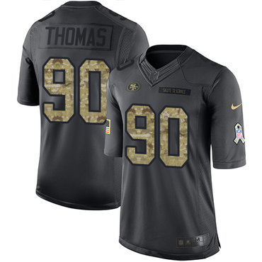 Nike 49ers #90 Solomon Thomas Black Men's Stitched NFL Limited 2016 Salute to Service Jersey