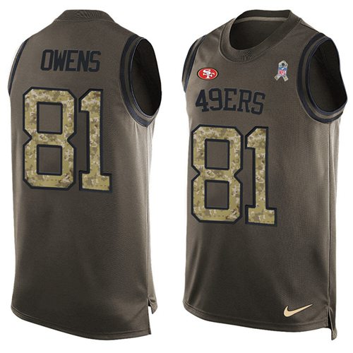 Nike 49ers #81 Terrell Owens Green Men's Stitched NFL Limited Salute To Service Tank Top Jersey