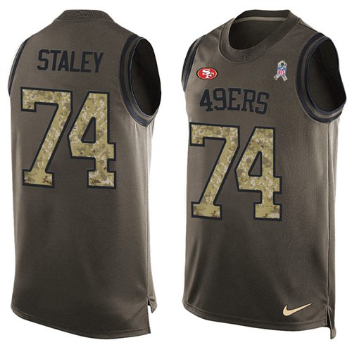 Nike 49ers #74 Joe Staley Green Men's Stitched NFL Limited Salute To Service Tank Top Jersey