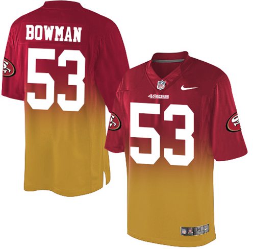 Nike 49ers #53 NaVorro Bowman Red Gold Men's Stitched NFL Elite Fadeaway Fashion Jersey