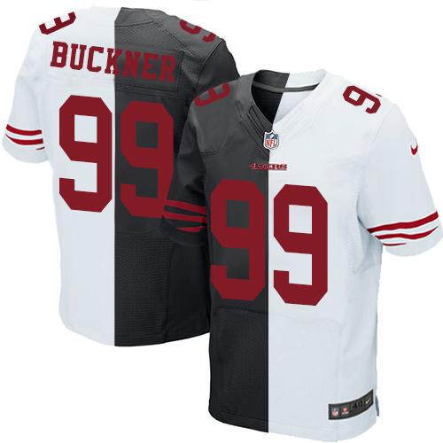 Nike 49ers #99 DeForest Buckner Black White Men's Stitched NFL Elite Split Jersey