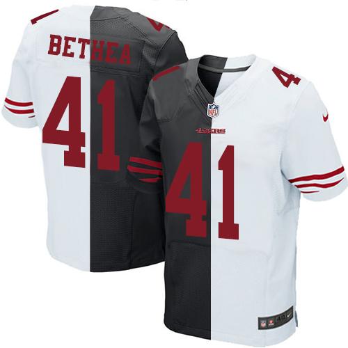 Nike 49ers #41 Antoine Bethea Black White Men's Stitched NFL Elite Split Jersey