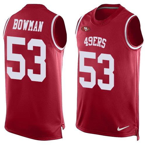 Nike 49ers #53 NaVorro Bowman Red Team Color Men's Stitched NFL Limited Tank Top Jersey