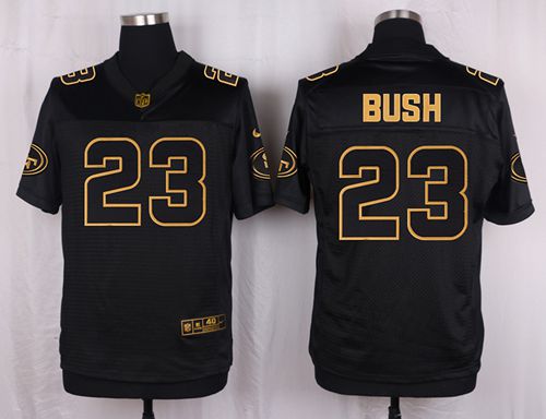 Nike 49ers #23 Reggie Bush Black Men's Stitched NFL Elite Pro Line Gold Collection Jersey