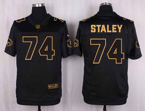 Nike 49ers #74 Joe Staley Black Men's Stitched NFL Elite Pro Line Gold Collection Jersey