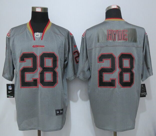 New San Francisco 49ers #28 Carlos Hyde Lights Out Grey Men''s NFL Elite Jersey