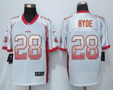 New San Francisco 49ers #28 Carlos Hyde Drift Fashion White Elite Jerseys