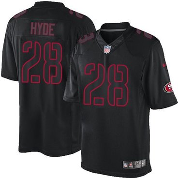 New San Francisco 49ers #28 Carlos Hyde Black Men's Stitched NFL Impact Limited Jersey