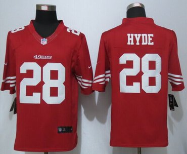 New San Francisco 49ers #28 Carlos Hyde Red Team Color Men's NFL Limited Jersey