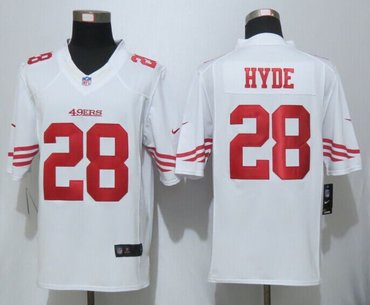 New San Francisco 49ers #28 Carlos Hyde White Men's NFL Limited Jersey