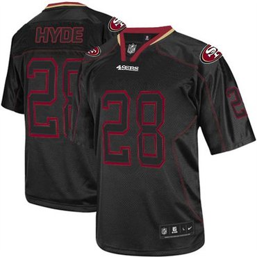 New San Francisco 49ers #28 Carlos Hyde Lights Out Black Men's Stitched NFL Elite Jersey